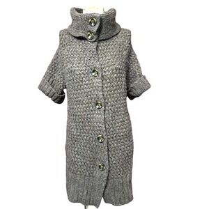 Chunky knitted wool alpaca cardigan cowl‎ neck sweater